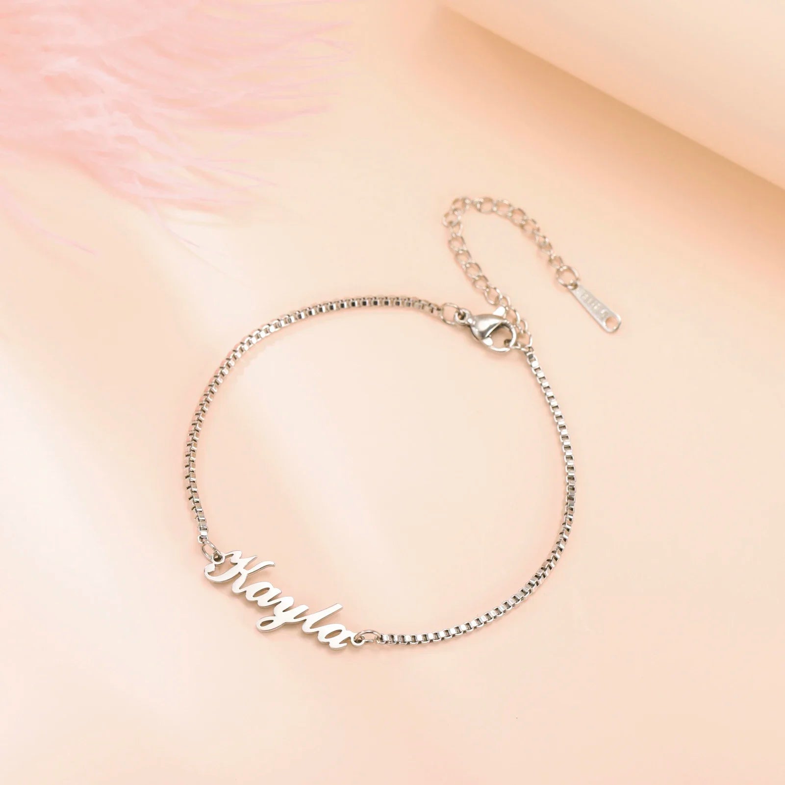 Personalized Name Box Chain Bracelet For Women
