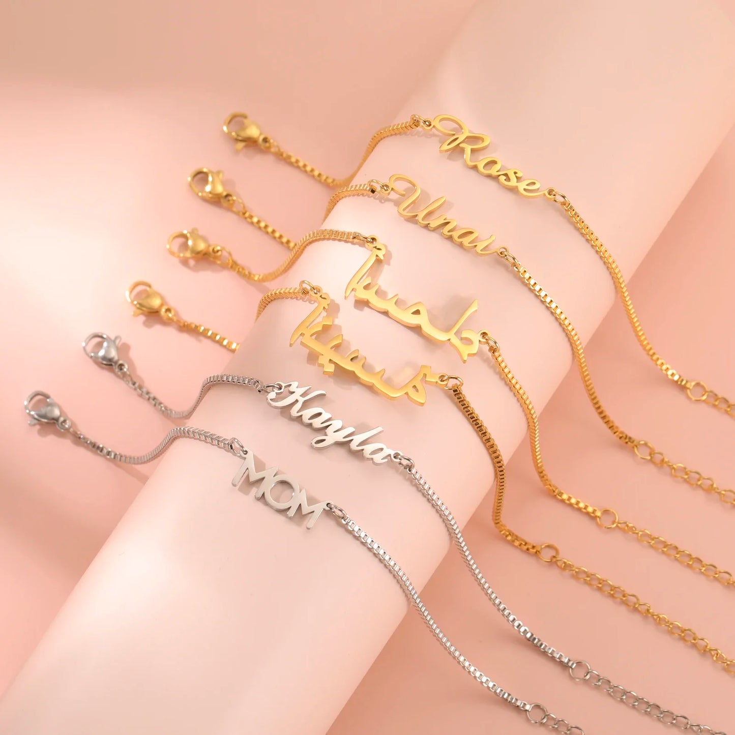 Personalized Name Box Chain Bracelet For Women