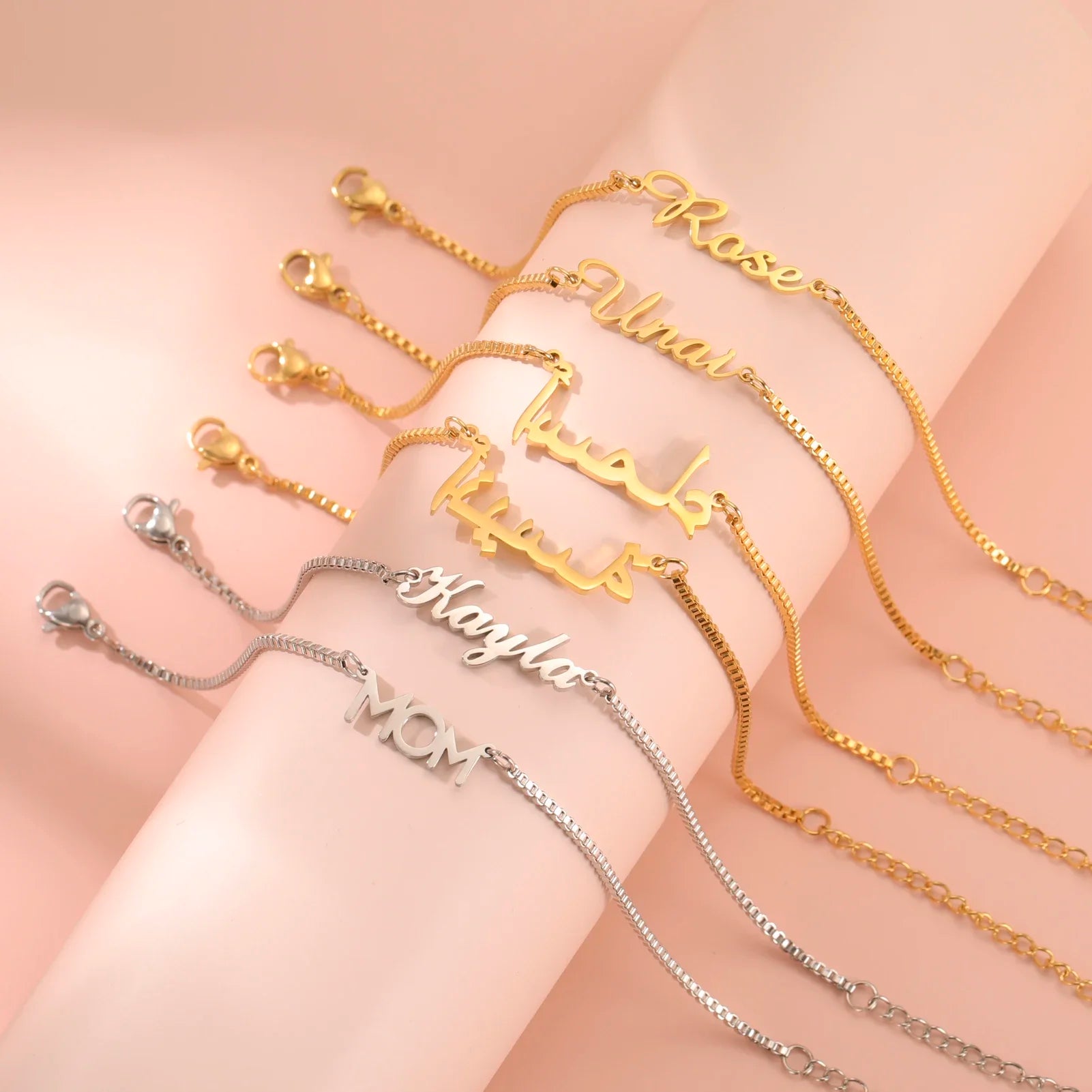 Personalized Name Box Chain Bracelet For Women
