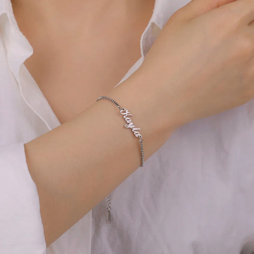 Personalized Name Box Chain Bracelet For Women