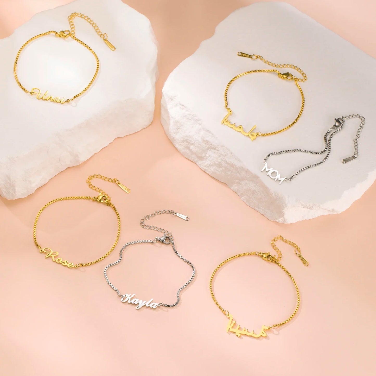 Personalized Name Box Chain Bracelet For Women