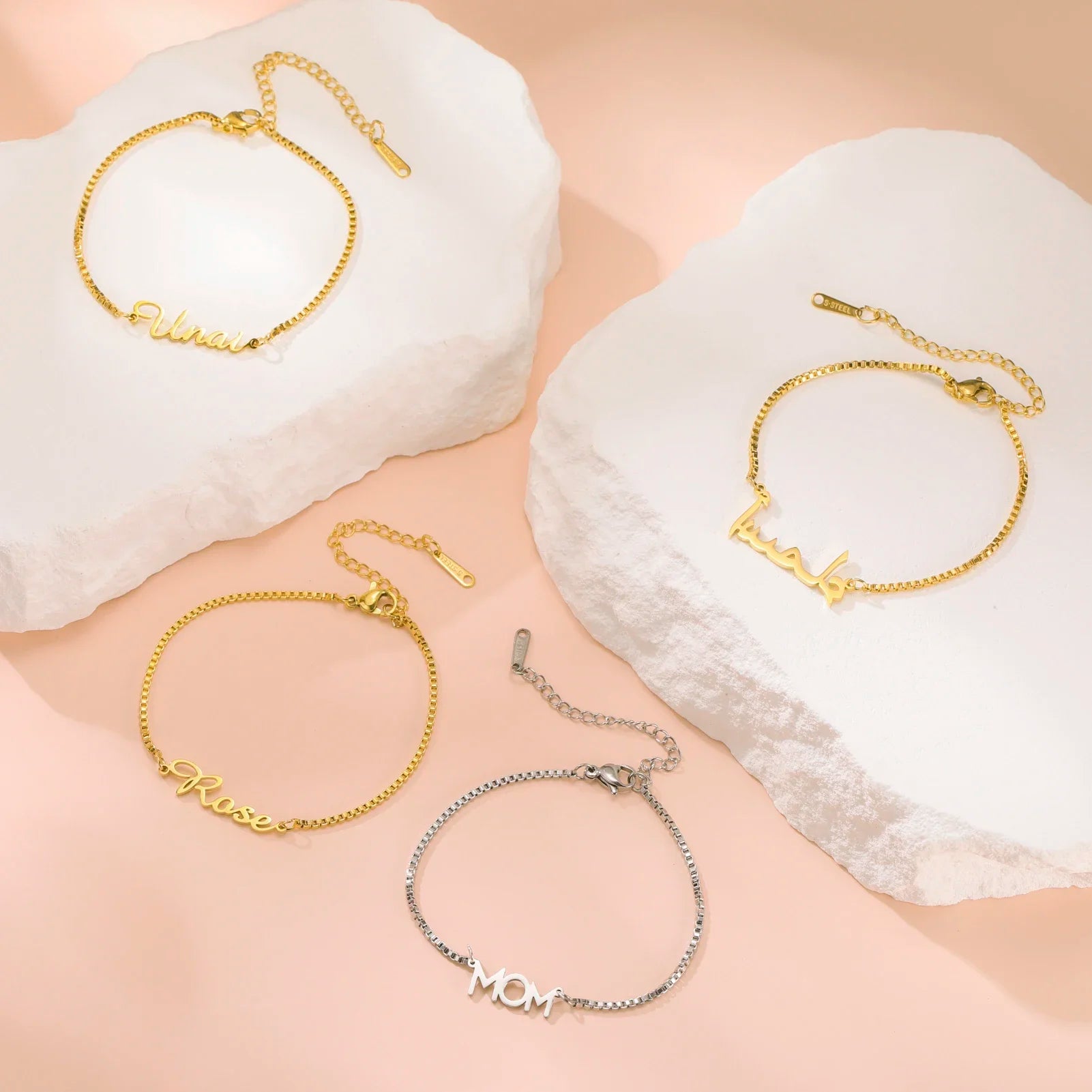 Personalized Name Box Chain Bracelet For Women